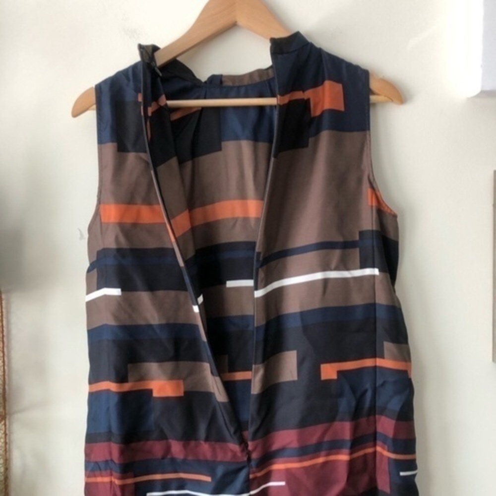 Theory 100% Silk Pack Print Twill Nitee Tunic With Bow Colorful Chic Size Medium - Picture 7 of 12